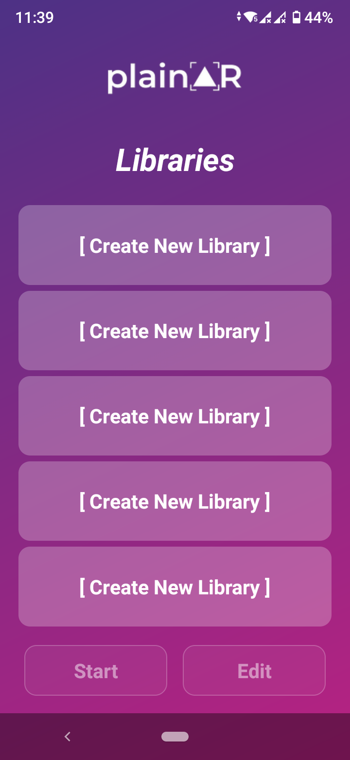 Libraries screen